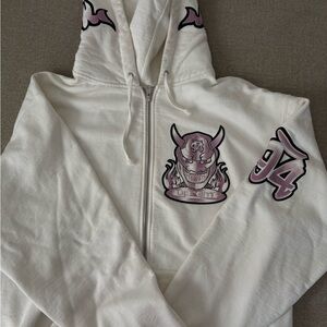 Supreme White Jacket with Pink Demon Graphics